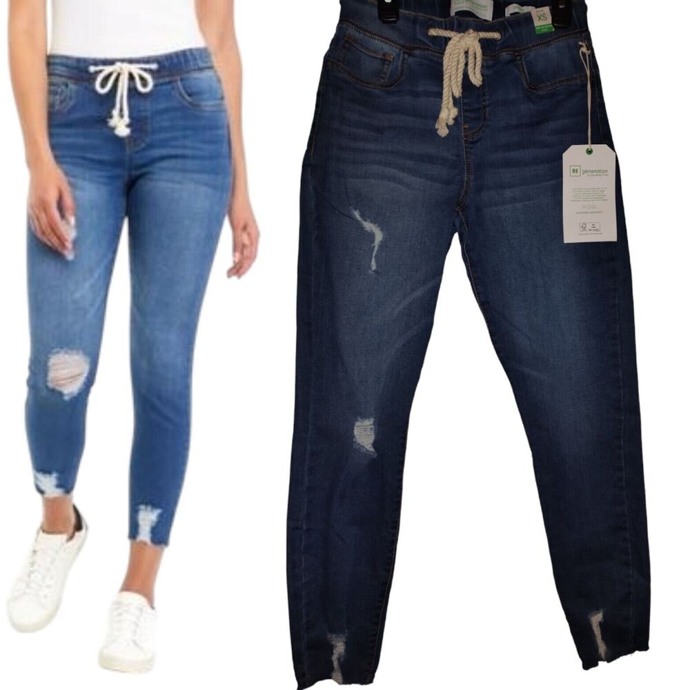 CELEBRITY PINK Juniors’ Pull-On Drawstring Elastic-Waist Jeans Size X-Small